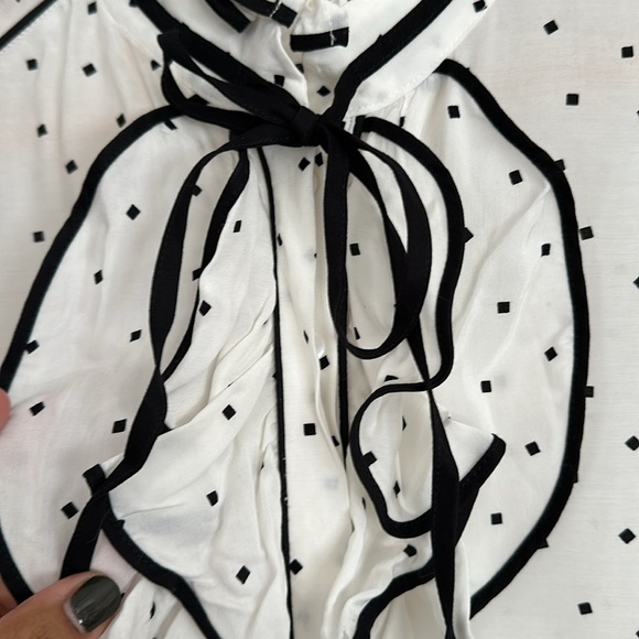 Anne Fontaine Jane Geometric polka dot Print Ruffle sz44 - Picture 7 of 8
